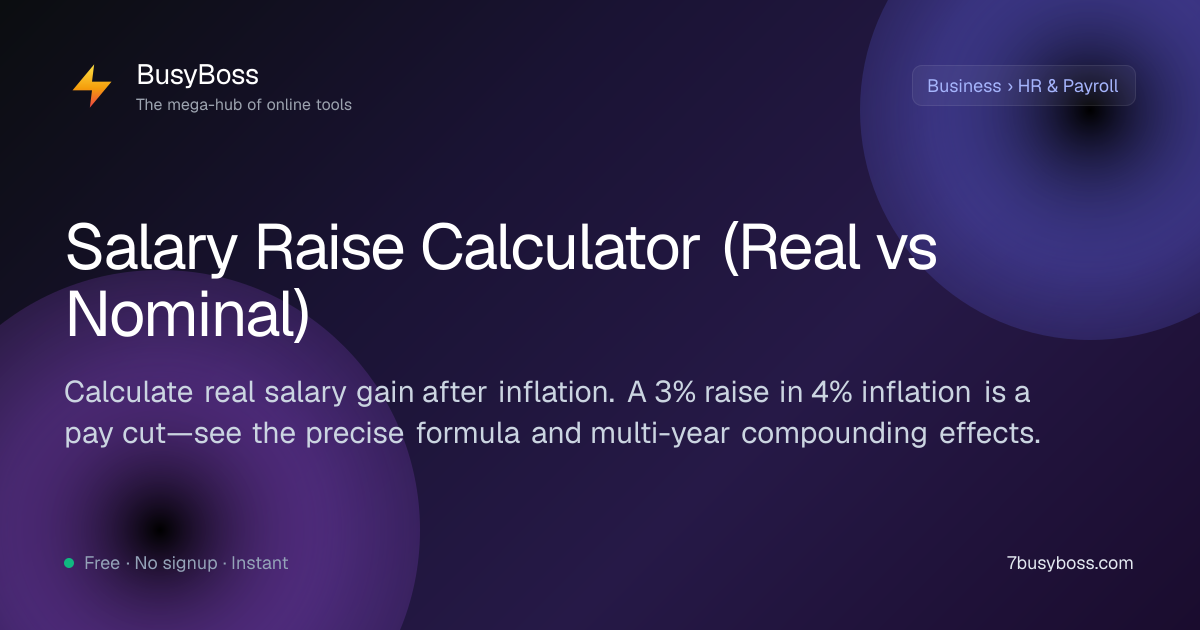Salary Raise Calculator — New Salary, Real Gain After Inflation