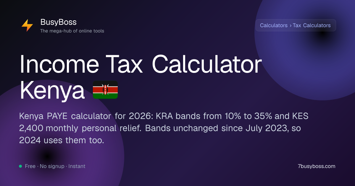 PAYE Calculator Kenya 2024 — Income Tax (Kiswahili / English)