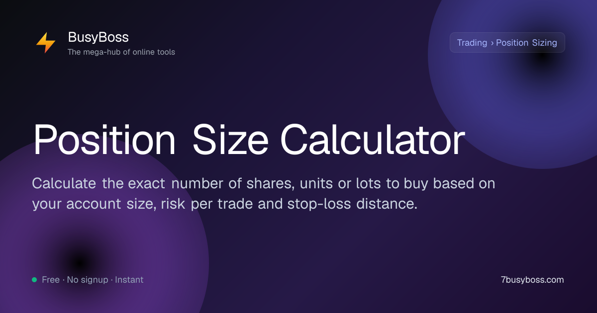 Position Size Calculator — Trade Sizing by Risk